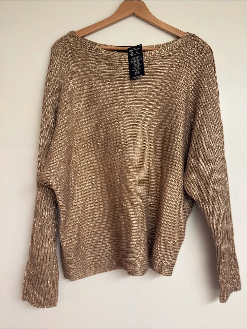 Ralph Lauren Metallic Knit Boatneck Sweater Brown/Gold